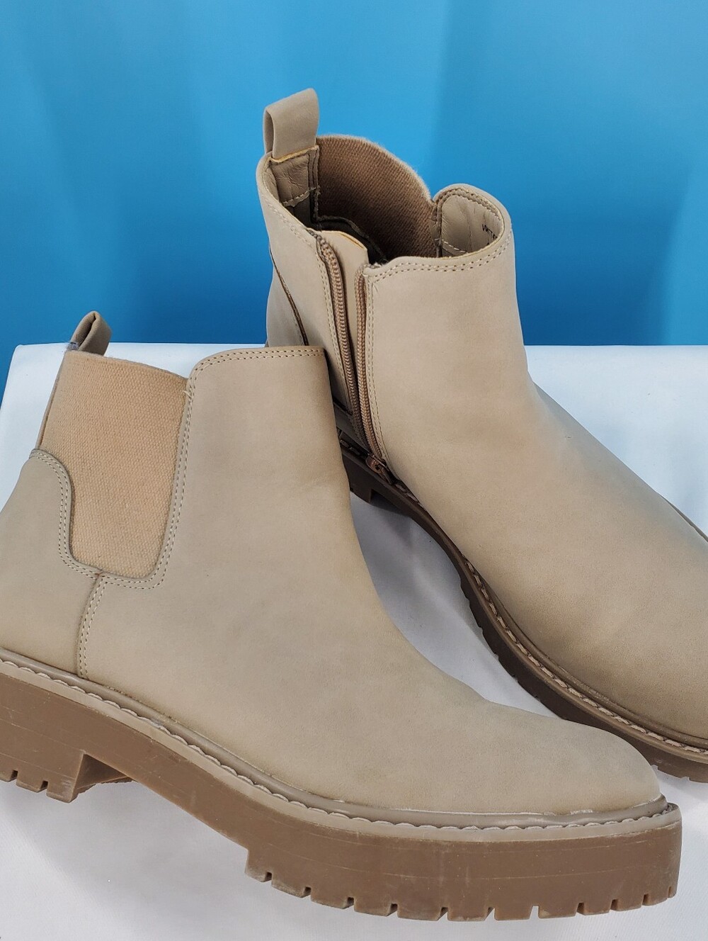 Tan slip on ankle boots 9